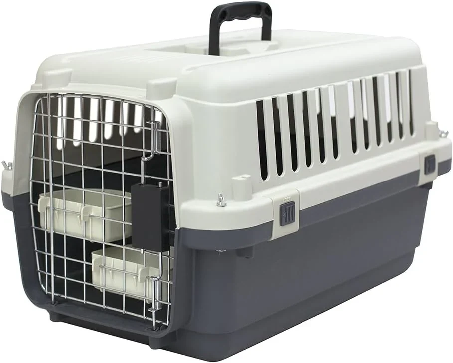 SportPet Designs Plastic Airline Approved Rolling Dog Kennel With Wire Door, XXX-Large, Gray, 48in L x 32in W x 36in H - Image 6