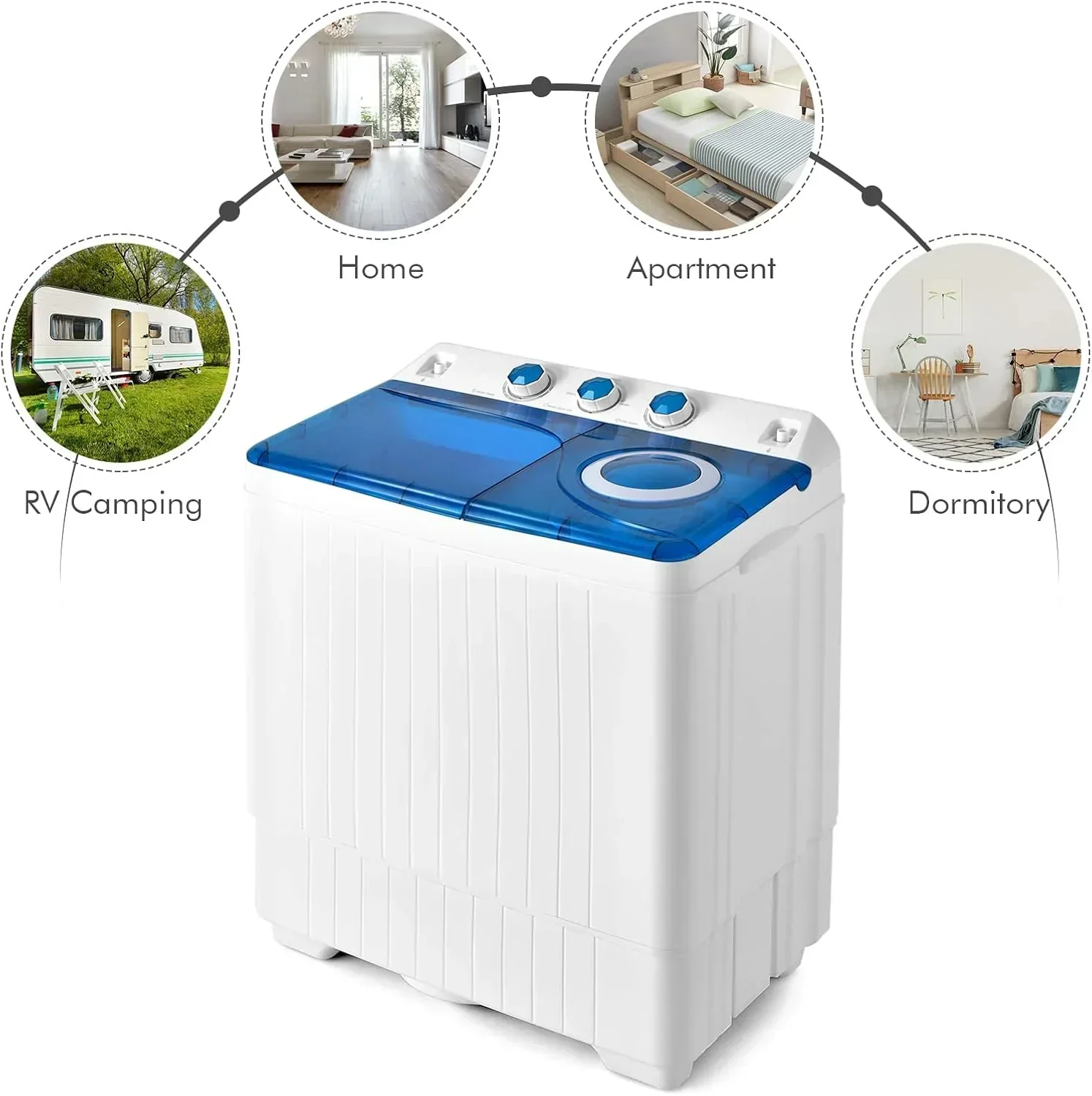 Costway Double Tub Washing Machine, 26 lb Capacity, 18 lb Wash, 8 lb Spin, Drain Pump - Image 15