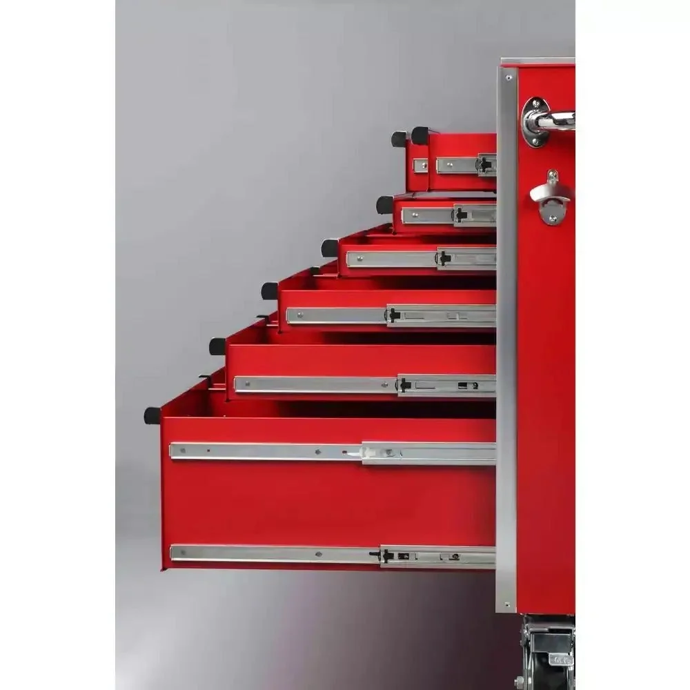 Heavy-Duty 72 in. W x 24 in. D 15-Drawer Tool Chest Mobile Workbench with Stainless Steel Top and Dual Locks in Red - Image 6