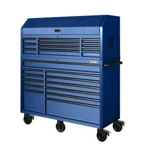 2025 56 in. W x 22 in. D Heavy Duty 23-Drawer Combination Rolling Tool Chest and Top Tool Cabinet Set in Matte Blue