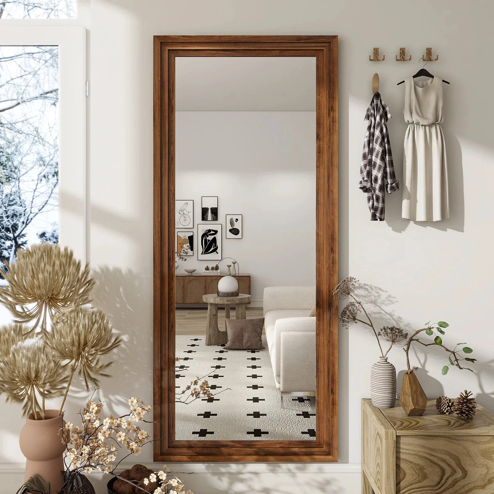 BEAUTYPEAK Full Length Floor Mirror With Stand, 64 x 21 in, Retro White - Image 15