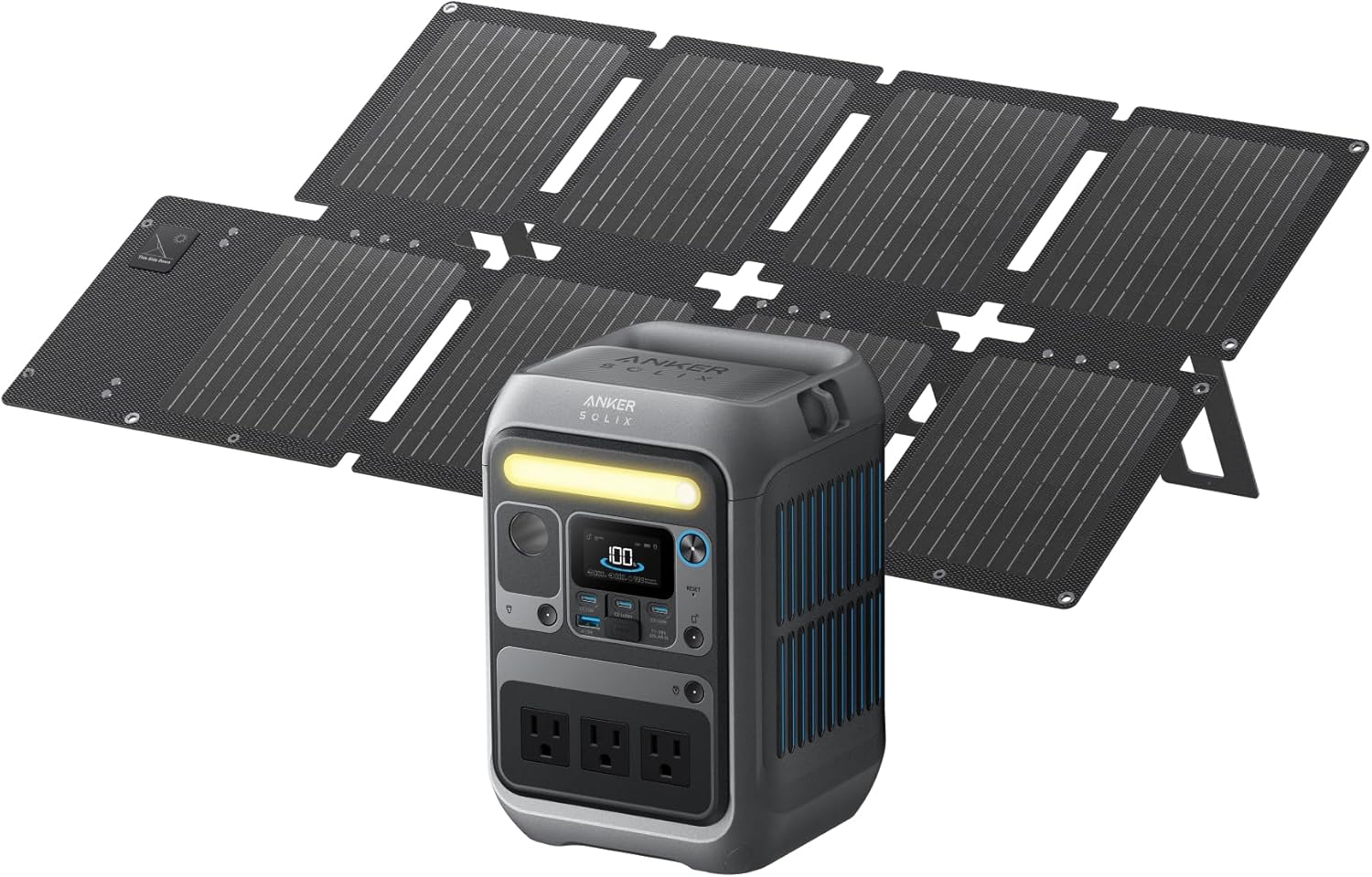 Anker Solar Generator SOLIX C300 with 60W Solar Panel, 288Wh Portable Power Station, 300W (600W Surge), LiFePO4 Battery, 140W Two-Way Fast Charging, for Outdoor Camping, Traveling, and Emergencies - Image 2
