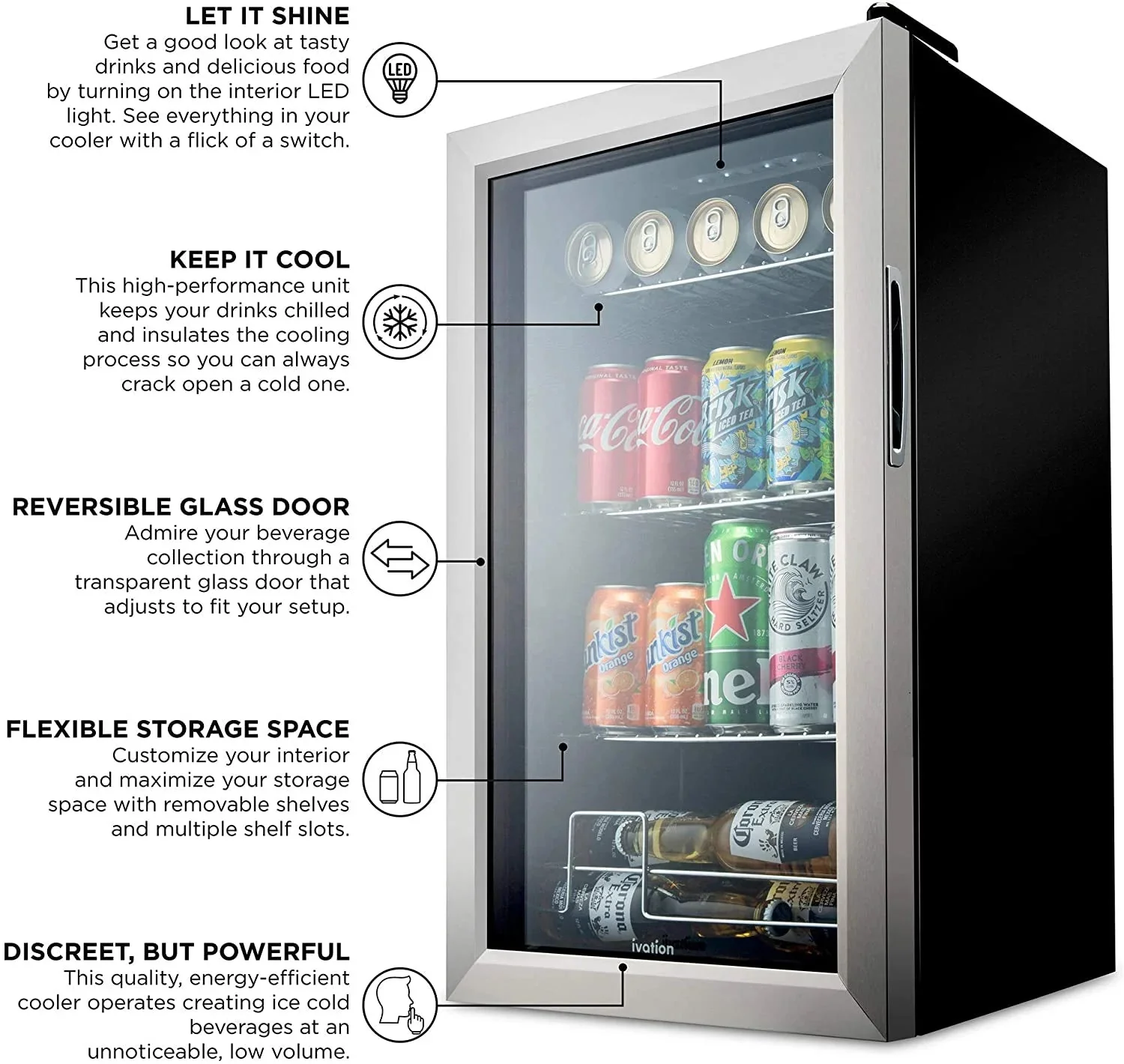 Ivation Freestanding Wine Cellar Mini Fridge, 101-Bottle, Stainless Steel - Image 7