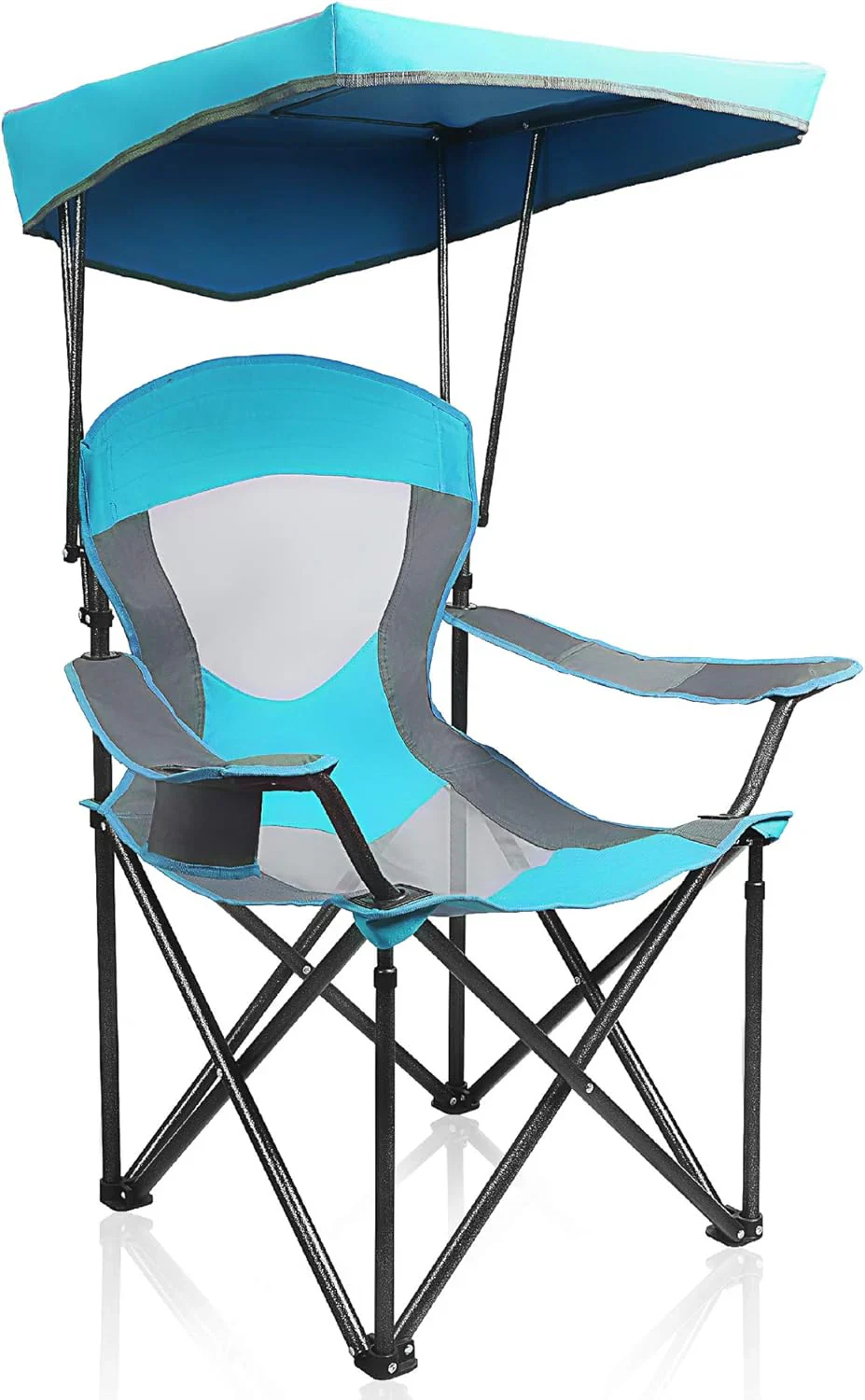 ALPHA CAMP Heavy Duty Canopy Camping Chair, 350 lbs Capacity Oversized Folding Chair with Adjustable Sunshade, Portable Sunshade Chair with Cup Holder for Beach, Fishing, Outdoor - Image 3