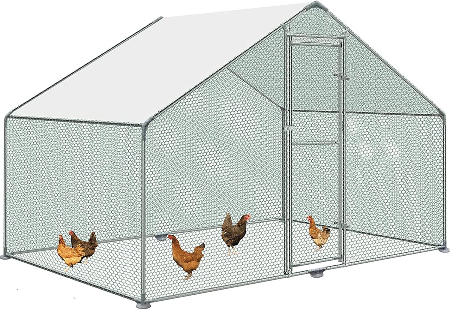 Metal Walk-In Chicken Run Cage With Cover, 10'L X 6.6'W X 6.56'H - Image 8