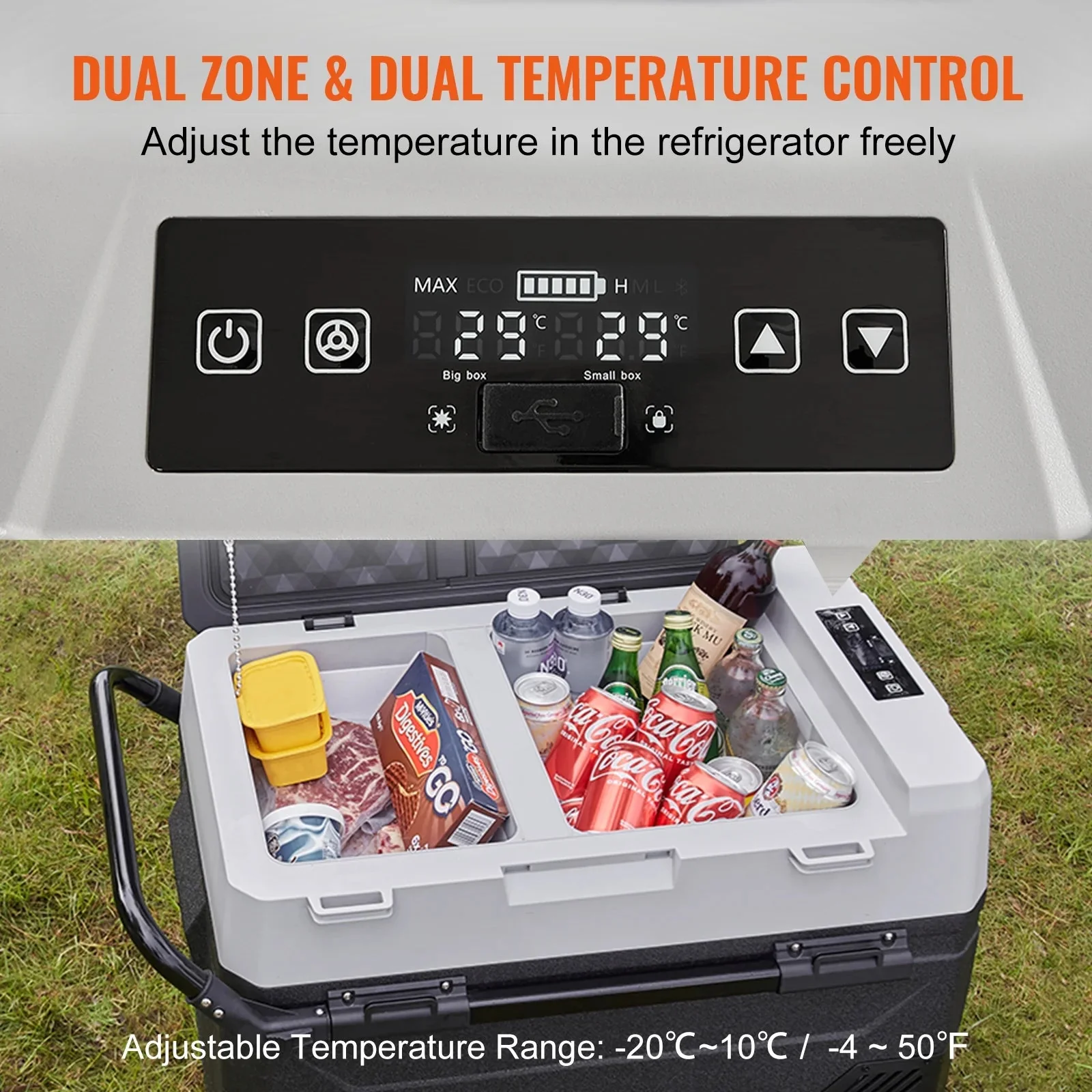 VEVOR Dual-Zone Car Refrigerator Freezer, 48QT - T45K - Image 25