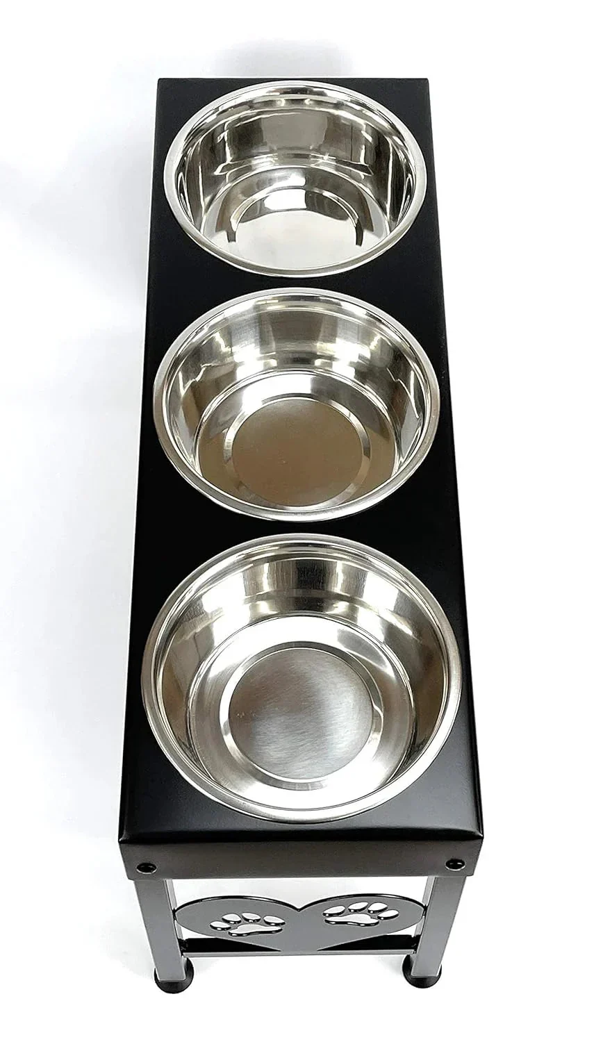 Elevated Triple Dog Feeding Station With 3-Quart Stainless Steel Bowls, 16 Inch Tall - Image 6