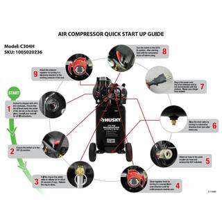 30-Gallon 175 PSI Oil-Lubricated Belt-Drive Portable Air Compressor - Model C304H - Image 10