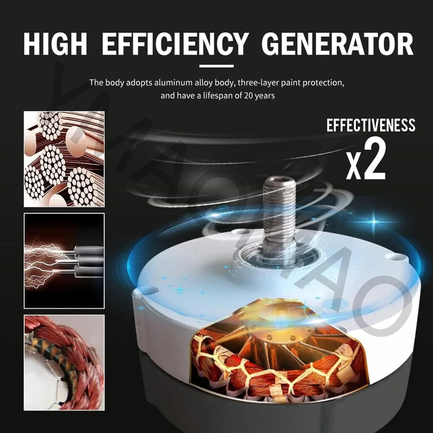 12000W Low RPM Permanent Magnet Generator 12V 24V 48V 120V 220V, Free Energy Gearless Permanent Magnet Generator Motor DIY for Wind Turbine Water Turbine,12V - Image 4