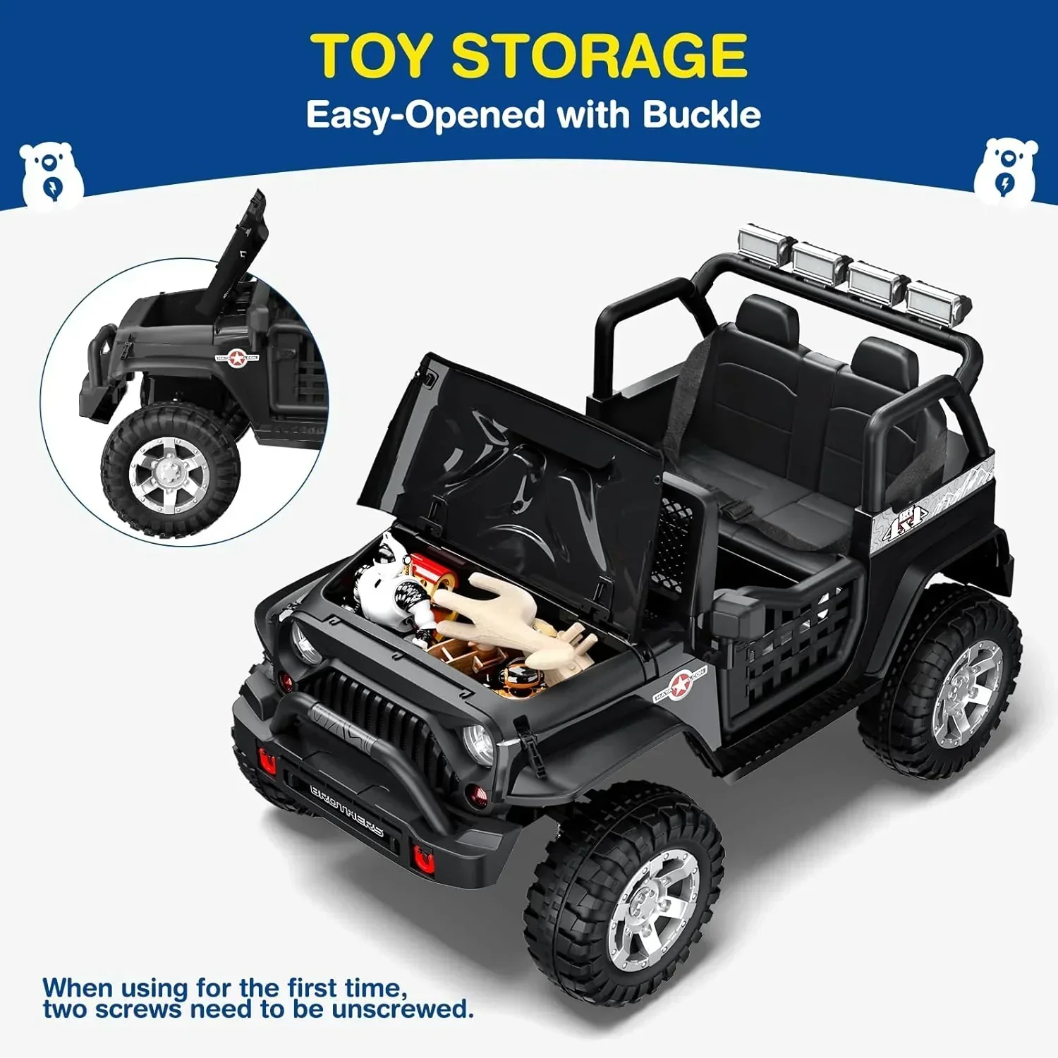 L8 Ride On Car 2 Seater 12V Kids Electric Car Remote Control 4-Wheel Suspension Bluetooth Speaker - Image 11