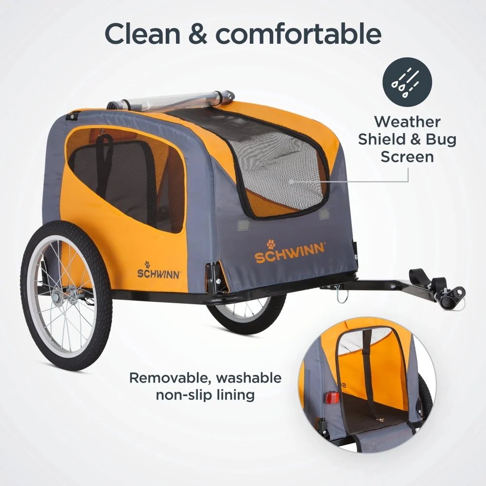 Schwinn Rascal Pet Bicycle Trailer, 16-Inch Wheels, 50 Lbs. Capacity, Orange - Image 7