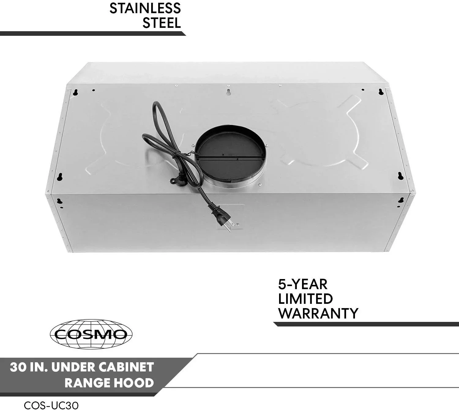 Cosmo Under-Cabinet Range Hood, 30-Inch, Silver - UC30 - Image 5