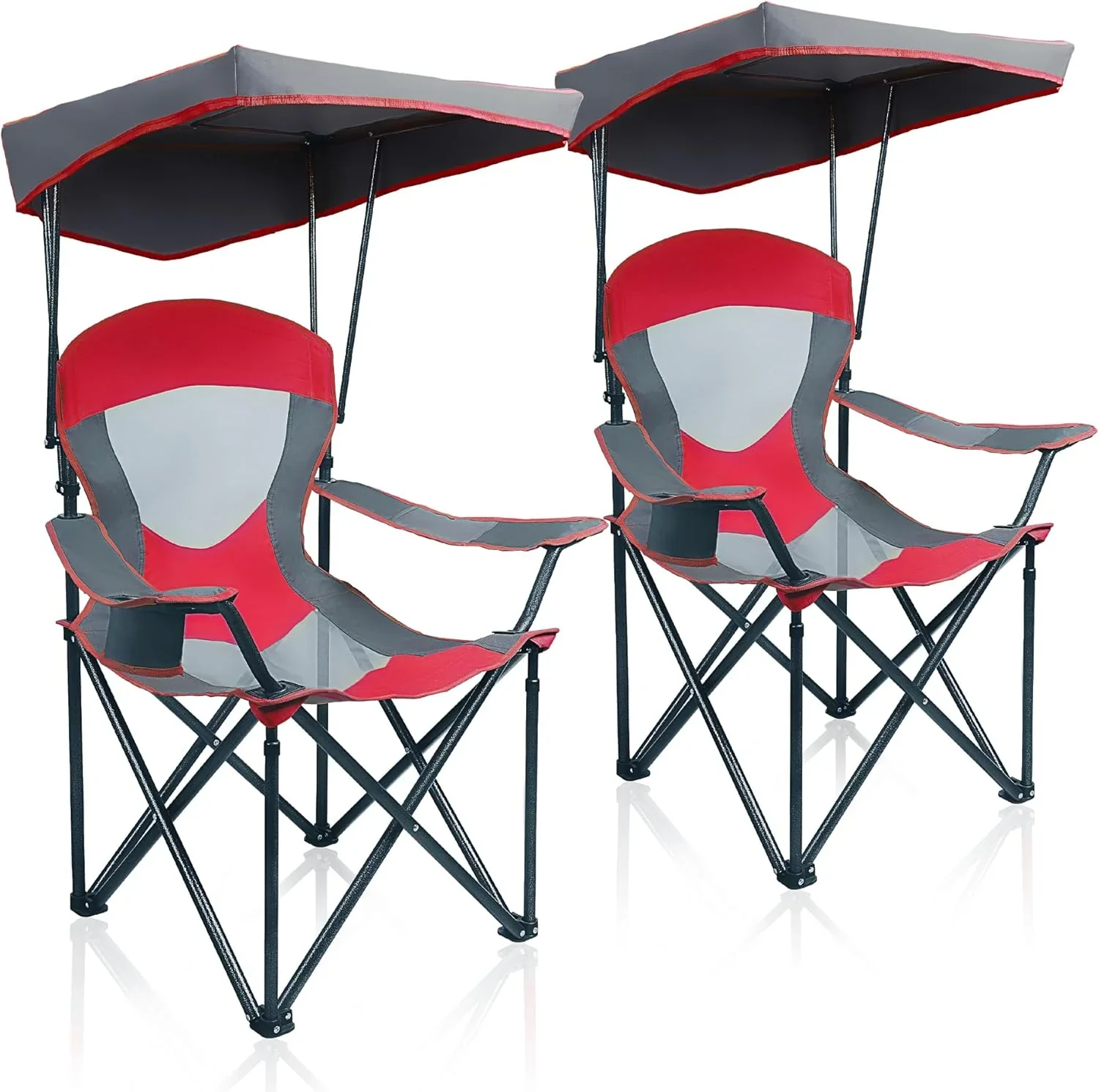 ALPHA CAMP Heavy Duty Canopy Camping Chair, 350 lbs Capacity Oversized Folding Chair with Adjustable Sunshade, Portable Sunshade Chair with Cup Holder for Beach, Fishing, Outdoor - Image 5