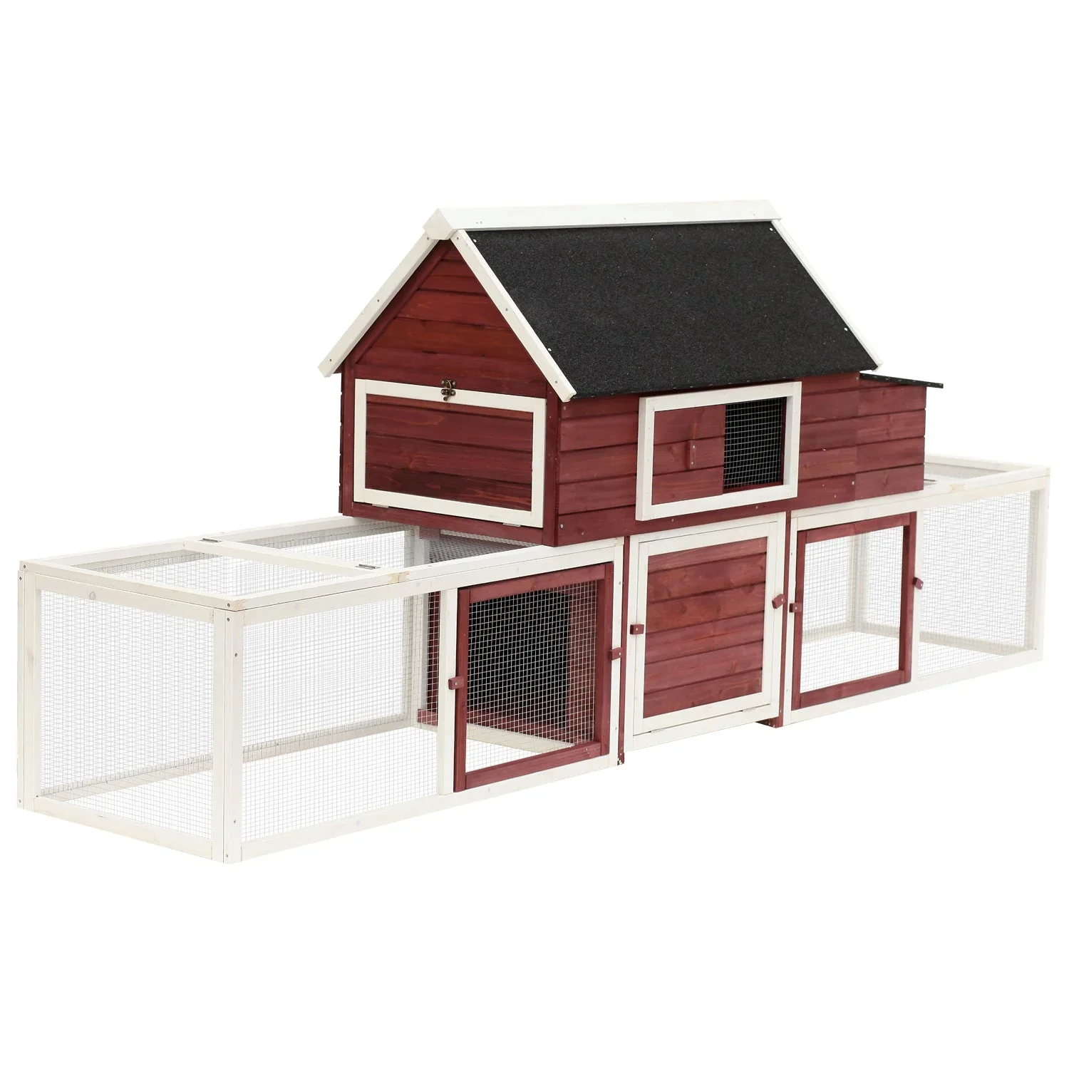 Pawhut Wooden Backyard Chicken Coop With Nesting Box And Run, 114in - Image 9