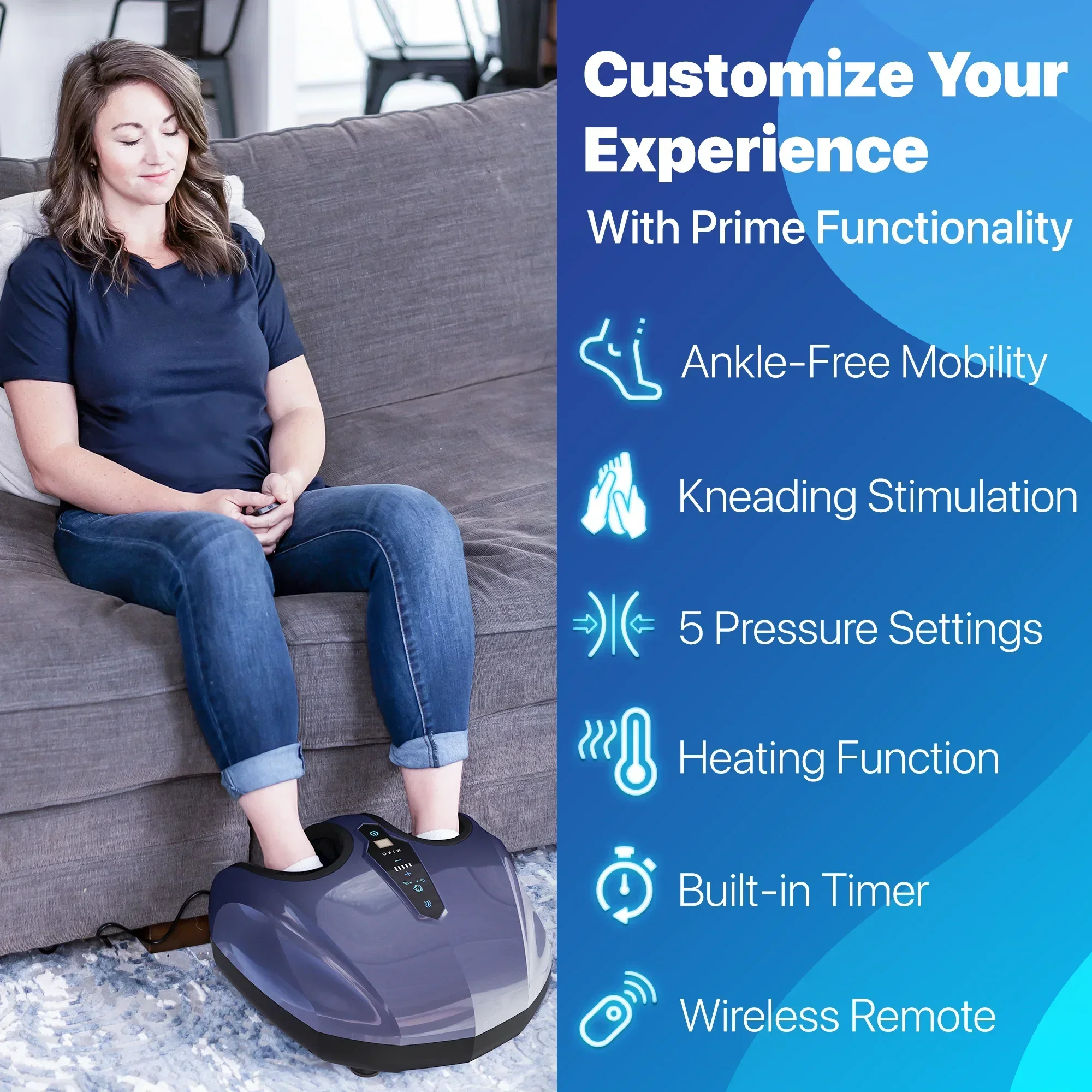 MIKO Shiatsu Foot Massager Machine With Heat, Touchscreen And 2 Wireless Remotes - Image 2