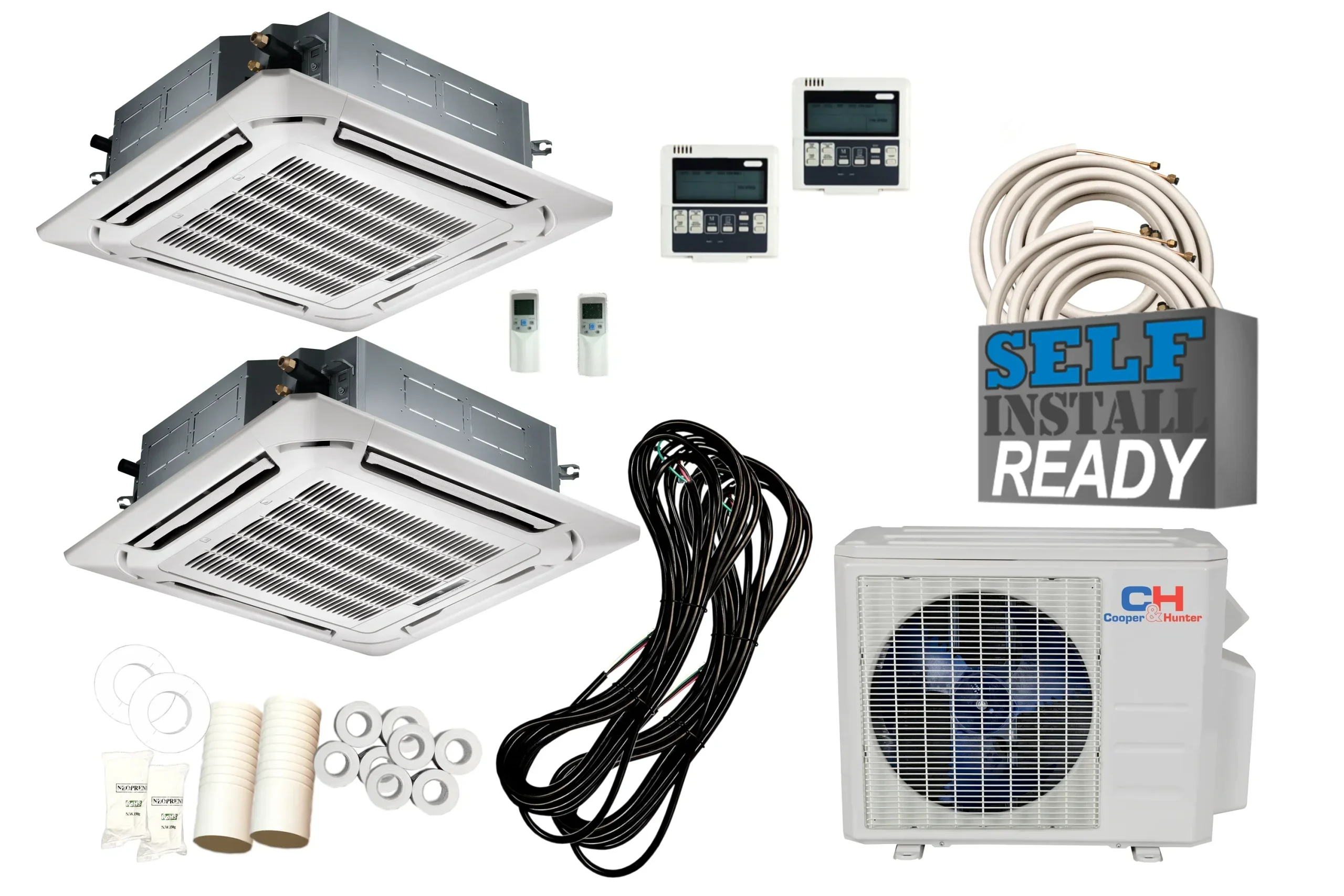 Cooper & Hunter 28000 BTU Dual Zone Mini Split Ceiling Cassette With 12K+12K And 25 Ft Installation Kit - Image 5