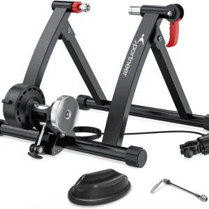 Bike Trainer Stand Indoor Riding - Sportneer Magnetic Stationary Bicycle Exercise Stand with Noise Reduction Wheel, 6 Resistance Adjustable