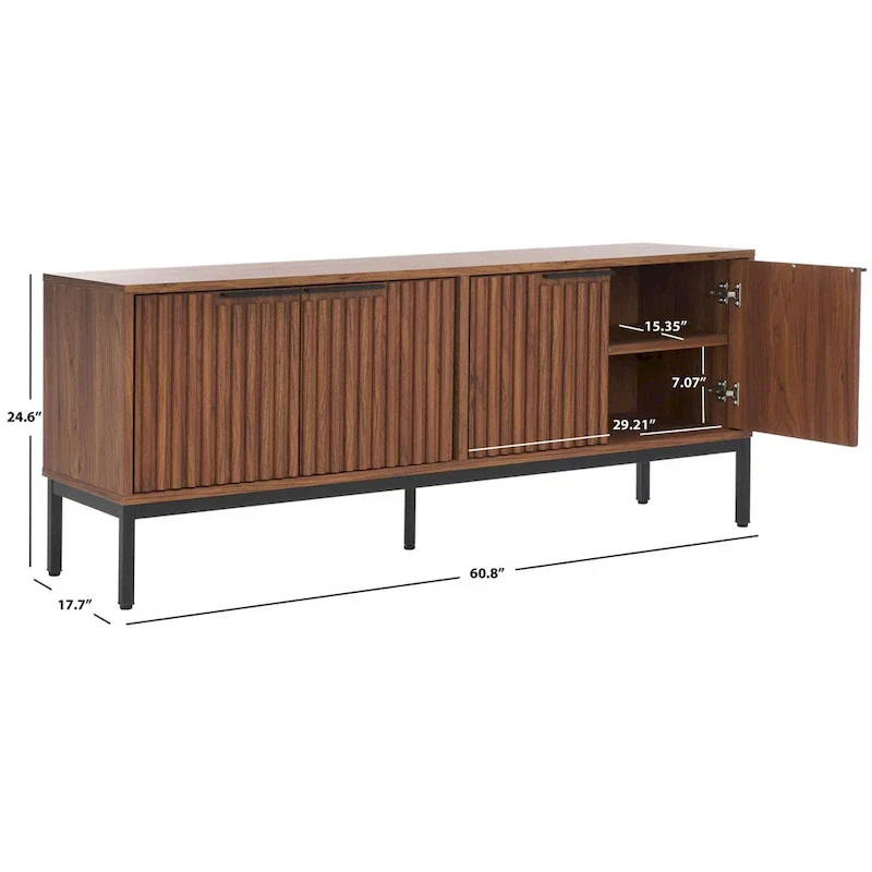 SAFAVIEH Deandra 4-Door Media Stand for Entertainment - Accommodates Up to 65-Inch Flat Screen TV - Dimensions: 60.8" W x 17.7" D x 24.6" H - Image 12