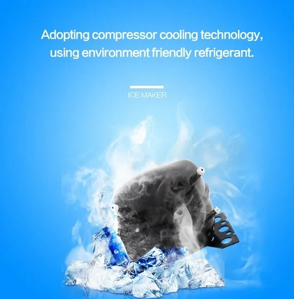 CJC Countertop Ice Maker With Carry Handle, Basket, Scoop, 110V - Image 4