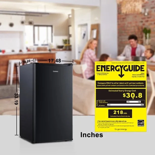 Galanz 3.3 Cu Ft One Door Mini Fridge, Black - Image 9
