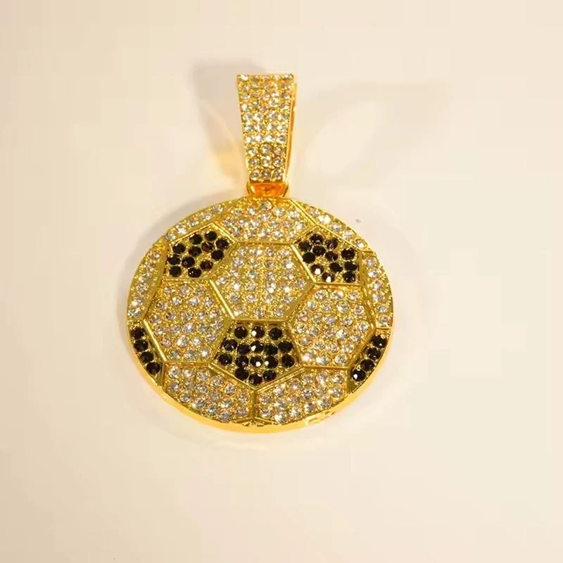 13mm Football Pendant Necklace With 20in Cuban Link Chain And CZ - Image 4