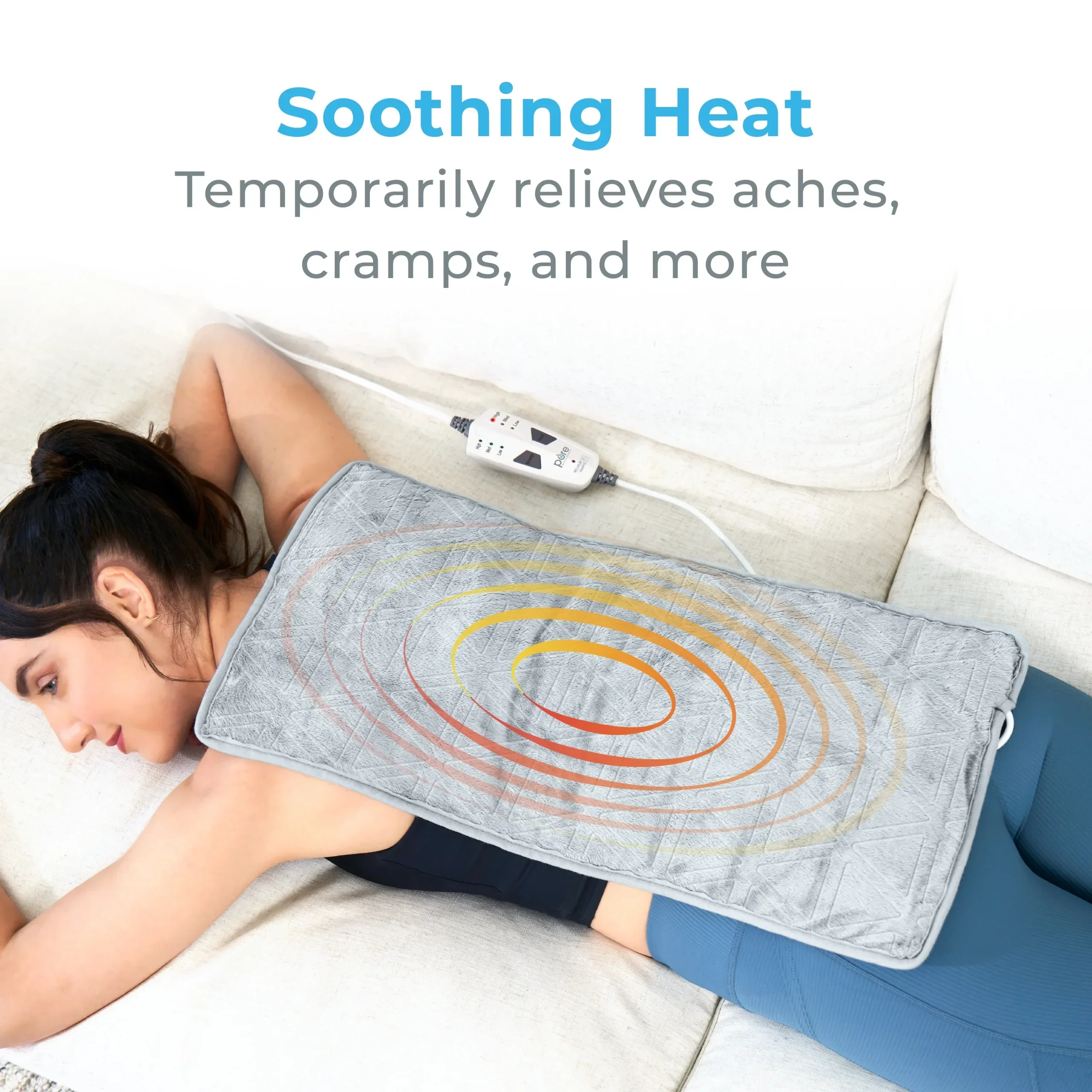 Pure Enrichment 3-in-1 Heating Pad, 12 in x 24 in, Steel Gray - WeightedWarmth - Image 3