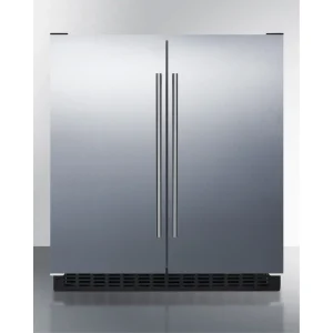 30" Wide Undercounter Frost-Free Side-by-Side Refrigerator-Freezer, Stainless Steel With Locks And Digital Controls