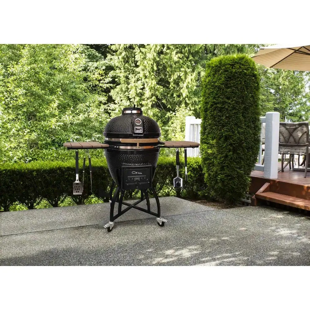 Grills 22 in. Kamado Pro Ceramic Charcoal Grill with Grill Cover - Image 3