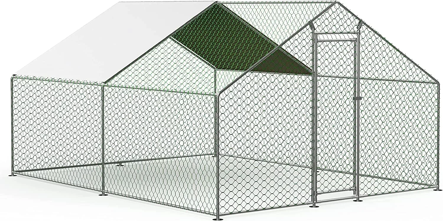 Metal Walk-In Chicken Run Cage With Cover, 10'L X 6.6'W X 6.56'H - Image 13