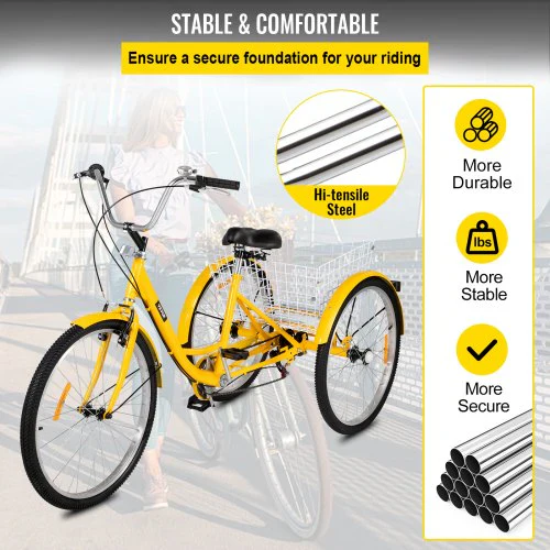 Adult Tricycle 26 7 Speed 3 Wheel Trike Bicycle Bike Cruise w Basket Shooping - Image 4