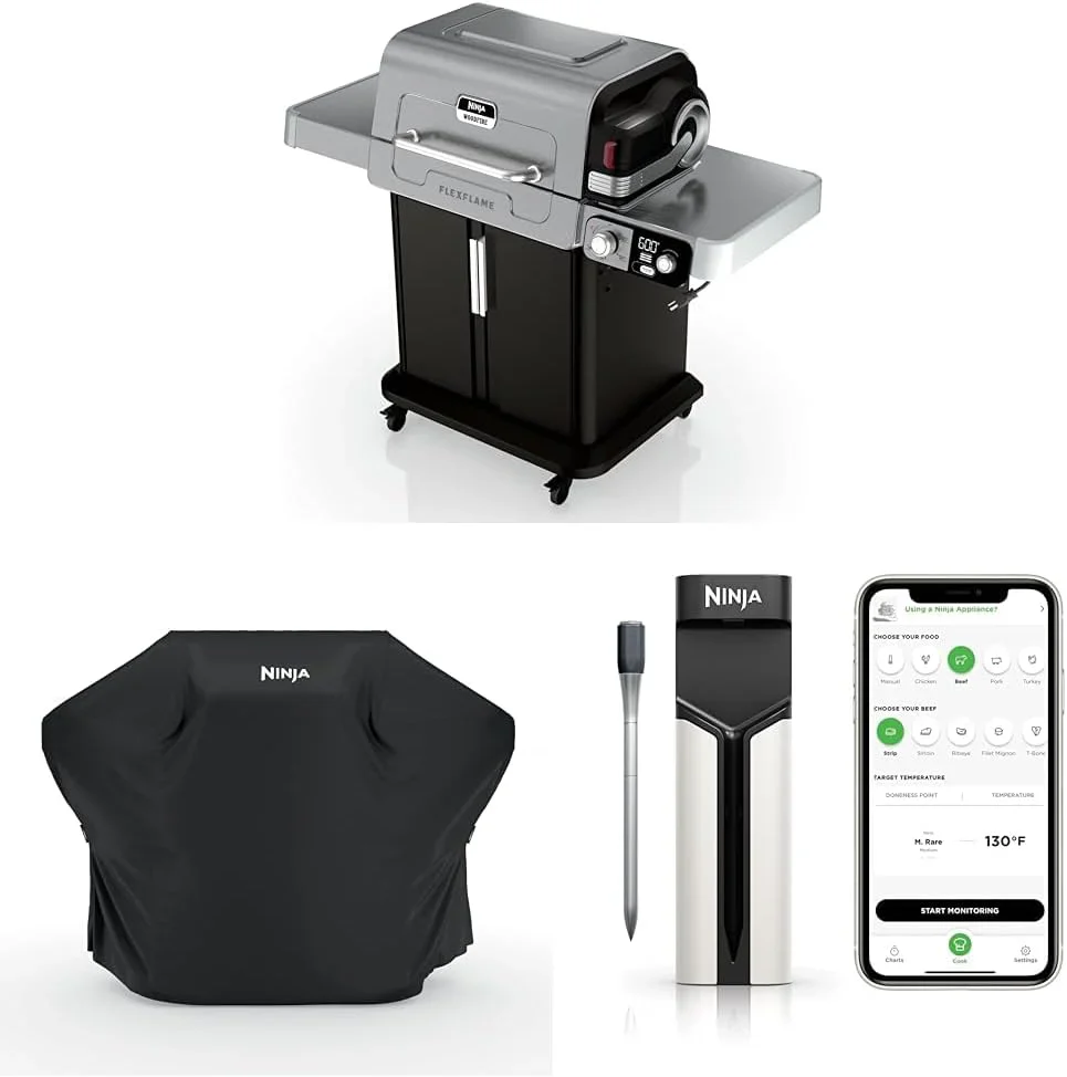 Ninja FlexFlame, Grill and Smoker, Electric and Propane Grill, Roaster, BBQ Grill, 5-in-1 Cooking System, 3 Burner, Digital Control, Outdoor Cooking, Griddle, Pizza Maker, Stainless Steel, PG301 - Image 19