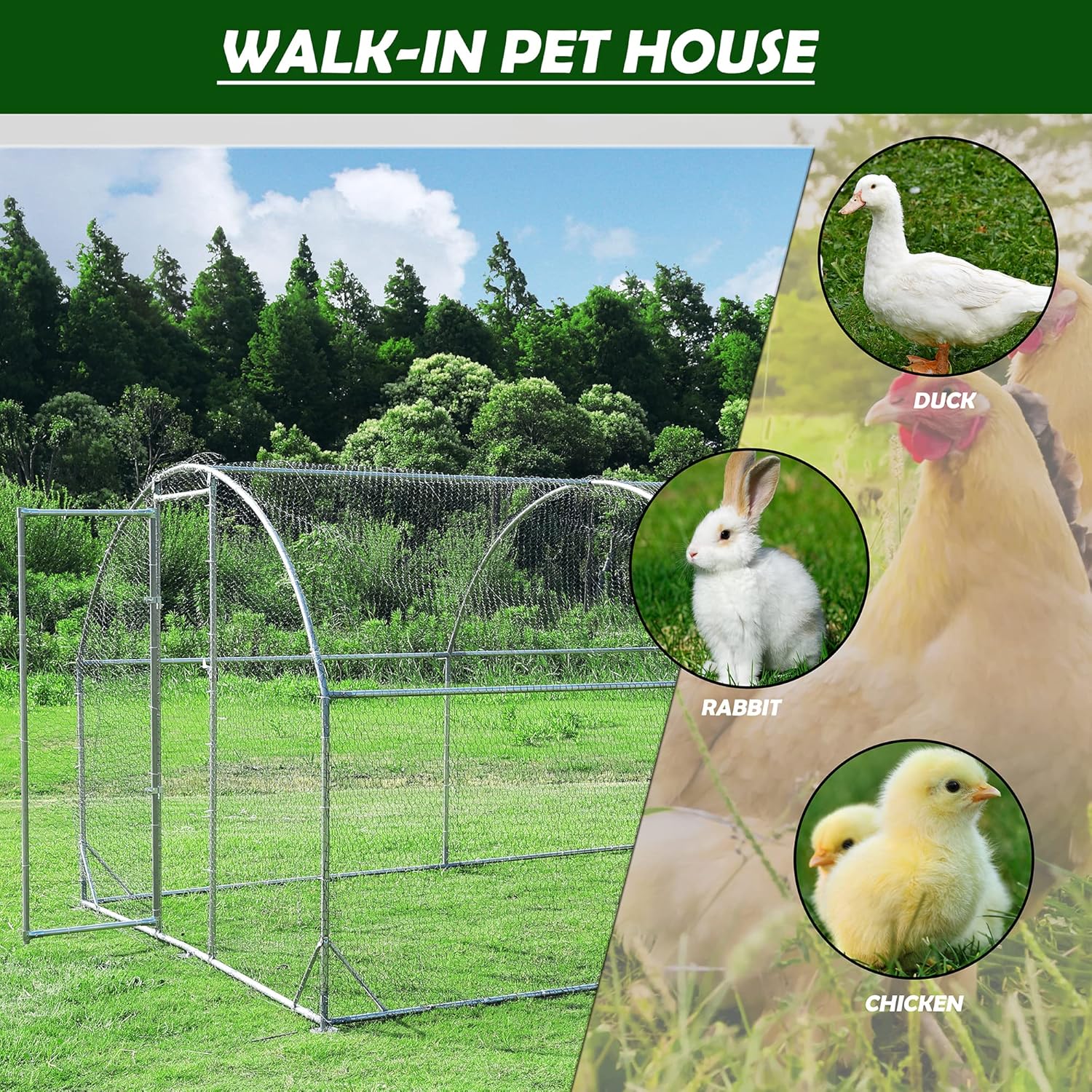 Betterhood Metal Chicken Coop With Cover, 9 ft W x 19 ft L x 6.5 ft H - Image 7