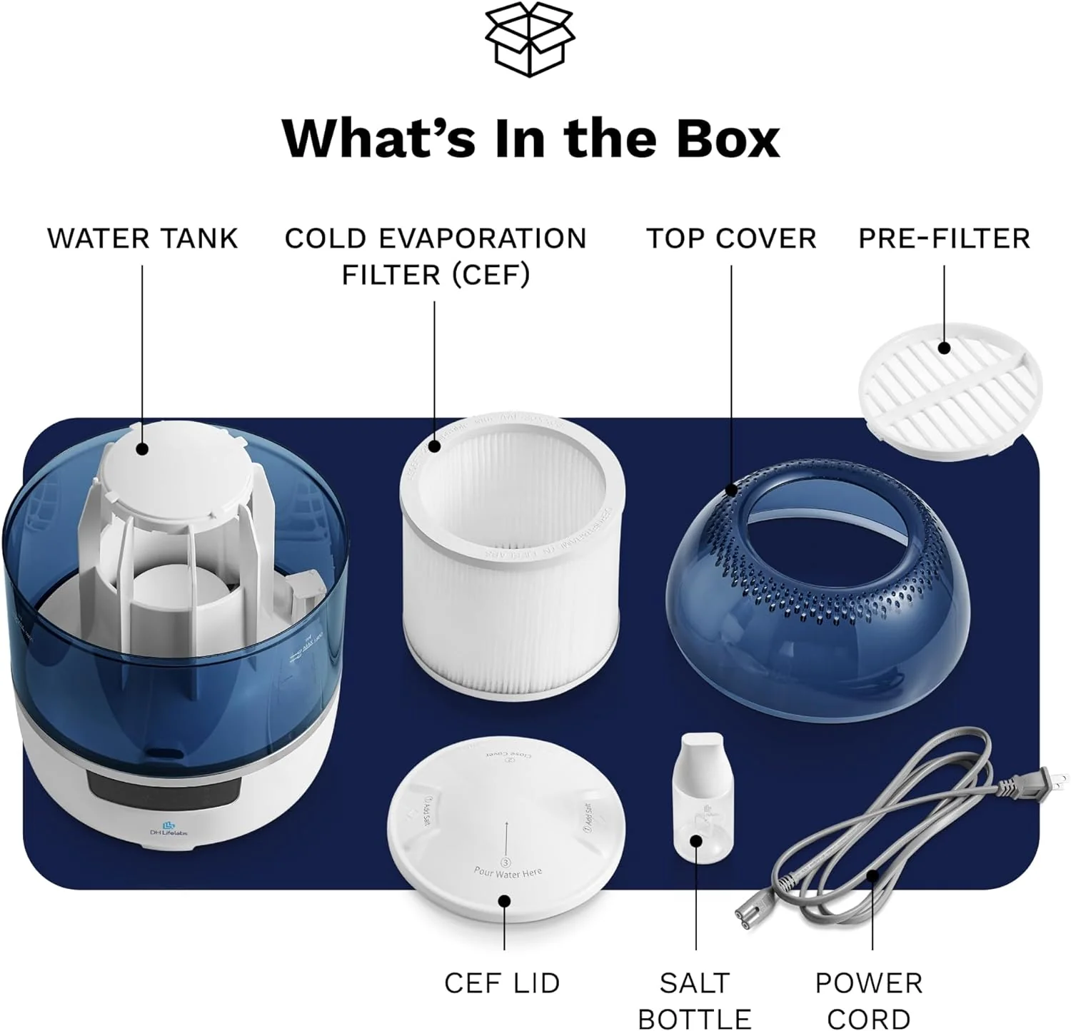 Bedroom Evaporative Humidifier, Humidifier and Air Purifier in One, with HOCL Generator, Mildew Remover, Pet Smoking Odor Eliminator, 538 Square Feet, Blue - Image 20