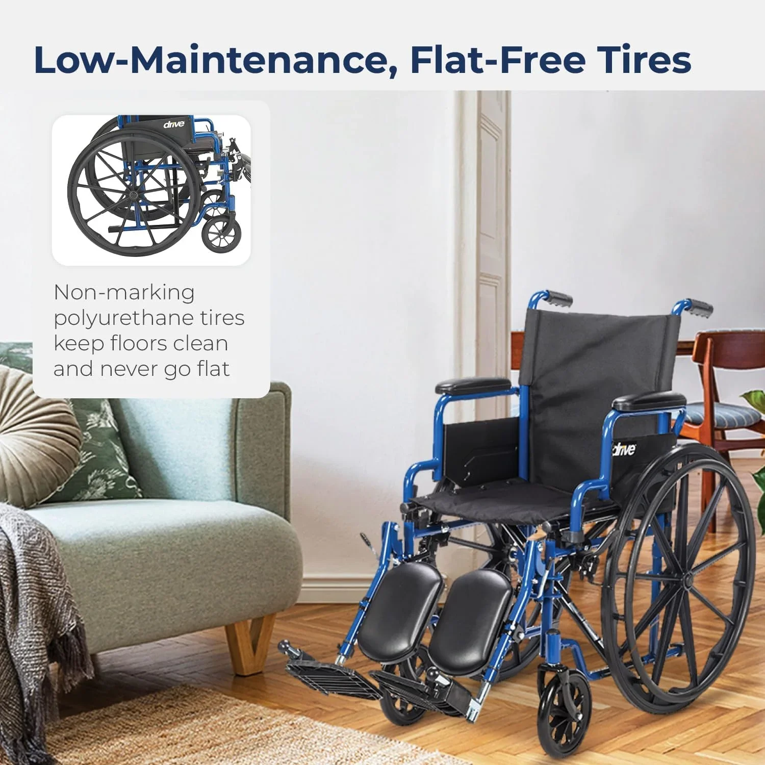 Blue Racing-Style Wheelchair With Swing-Away Footrests, 18 Inches - 530-1-G - Image 4