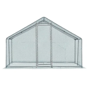 10 x 10 ft Metal Chicken Coop Walk-In Poultry Cage With Waterproof Cover