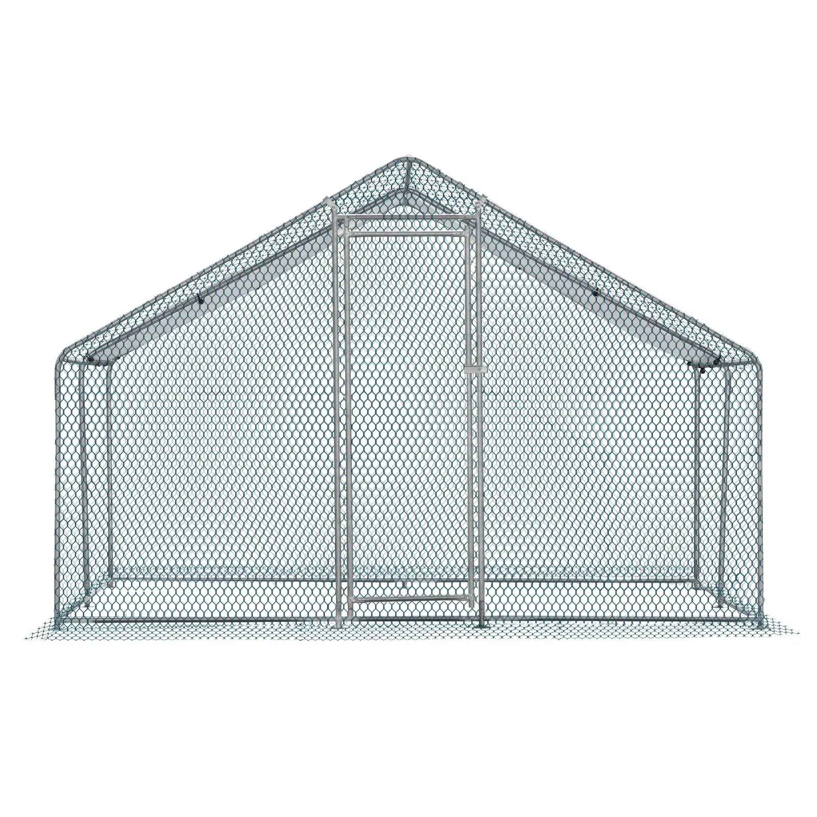 10 x 10 ft Metal Chicken Coop Walk-In Poultry Cage With Waterproof Cover