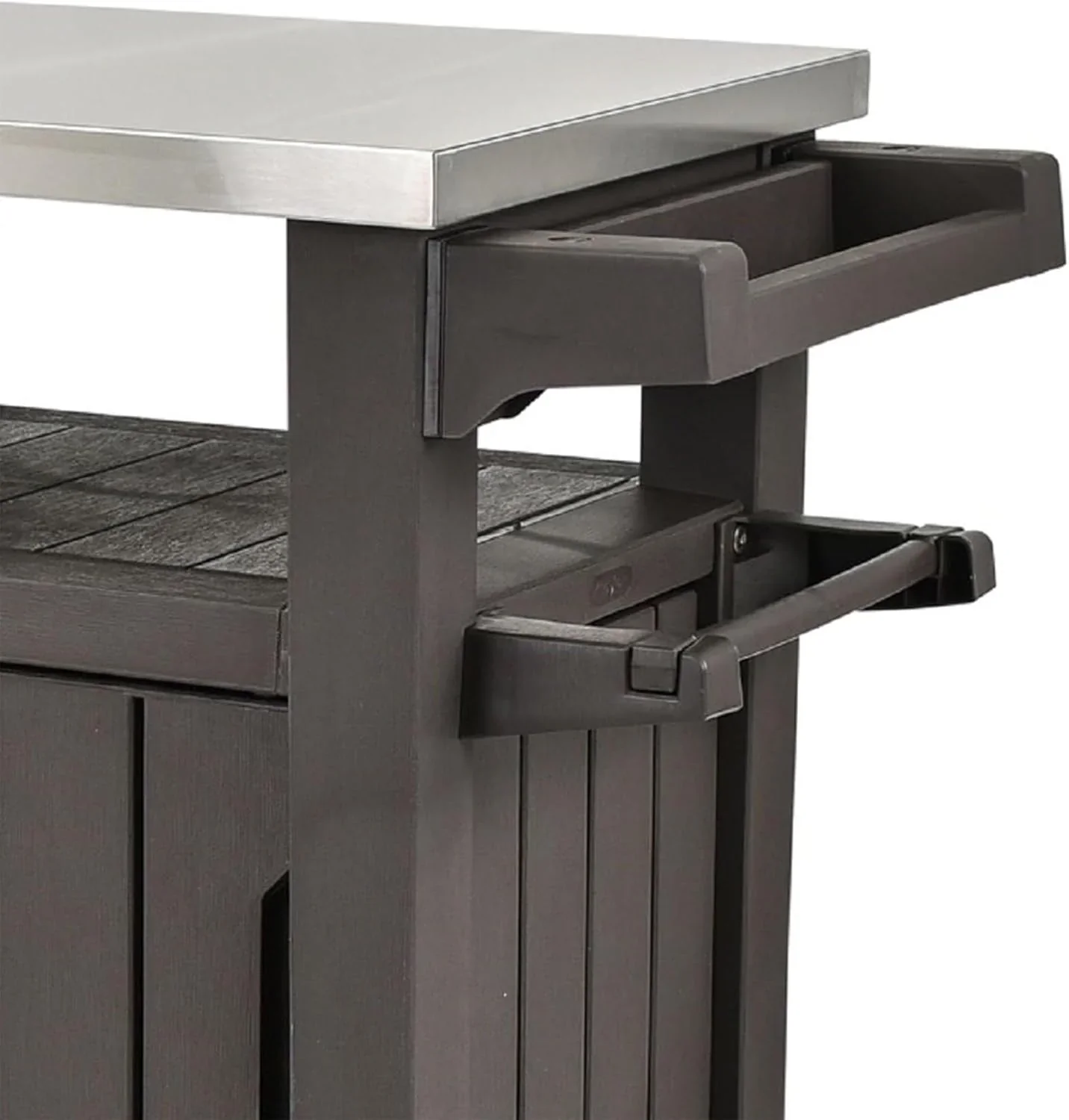 Keter Outdoor Rolling Table Cart for Food Prep, Storage, Bar & Grill, Dark Brown - Image 25