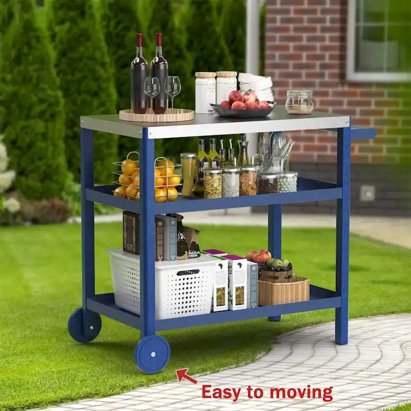 Portable Kitchen Island Grill Cart for Patios - Image 9