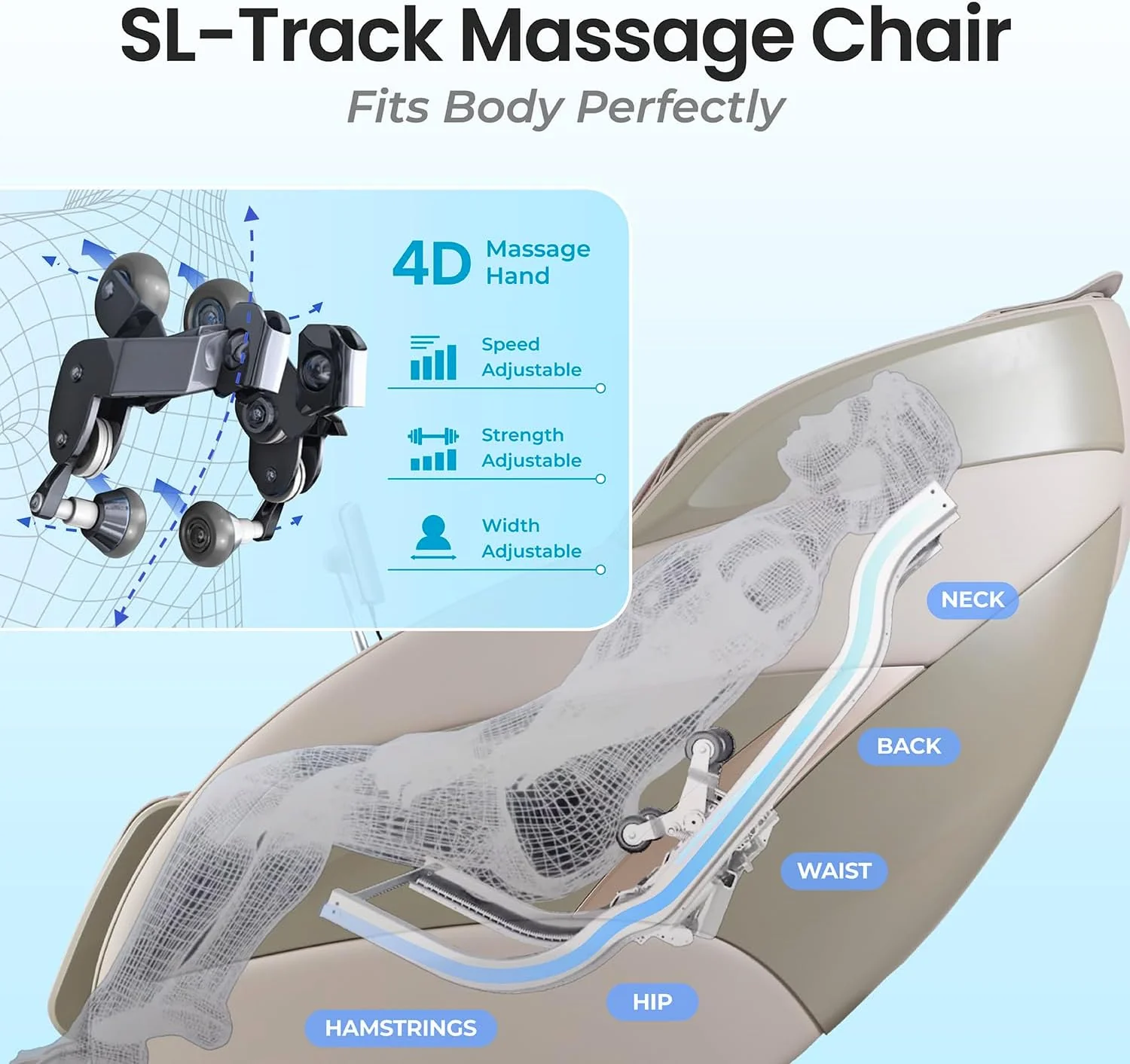 Titan Full Body Massage Chair With 4D Massage Roller, SL Track, 3 Stage Zero Gravity Reclining, Black - Pro 4D Endor - Image 6