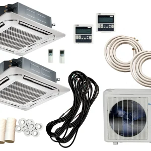 Cooper & Hunter 28000 BTU Dual Zone Mini Split Ceiling Cassette With 12K+12K And 25 Ft Installation Kit