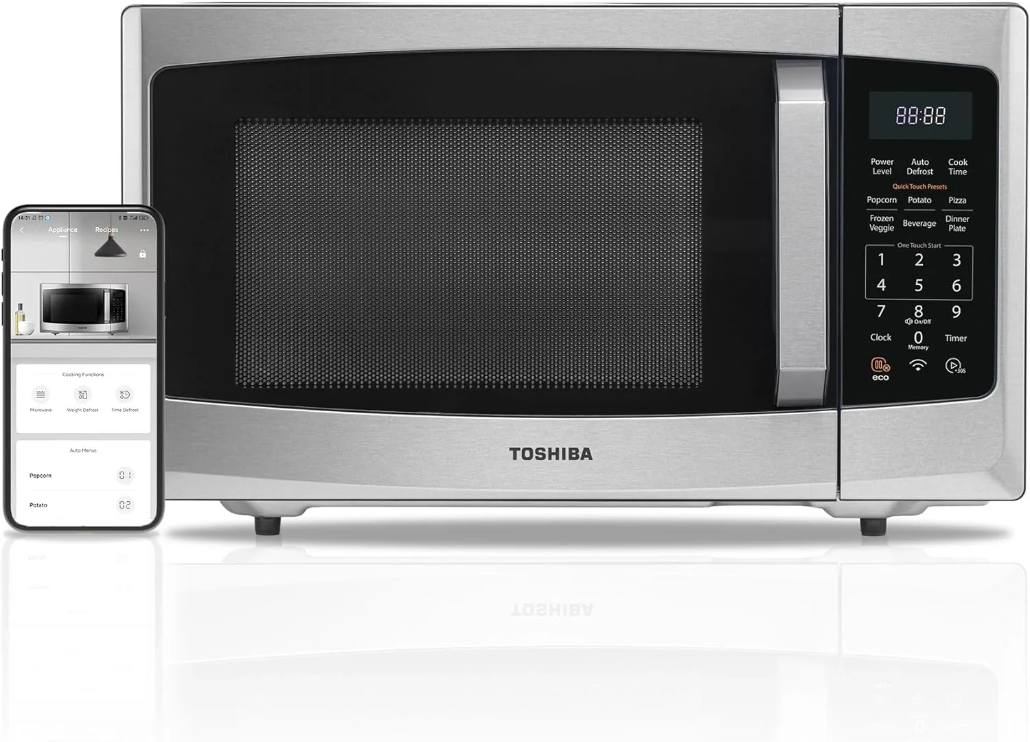 TOSHIBA 4-in-1 Countertop Microwave Oven, 1.5 Cu Ft, 1000W, Silver - ML-EC42P(SS) - Image 5