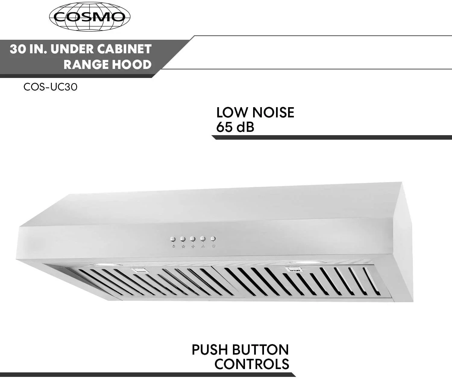 Cosmo Under-Cabinet Range Hood, 30-Inch, Silver - UC30 - Image 4