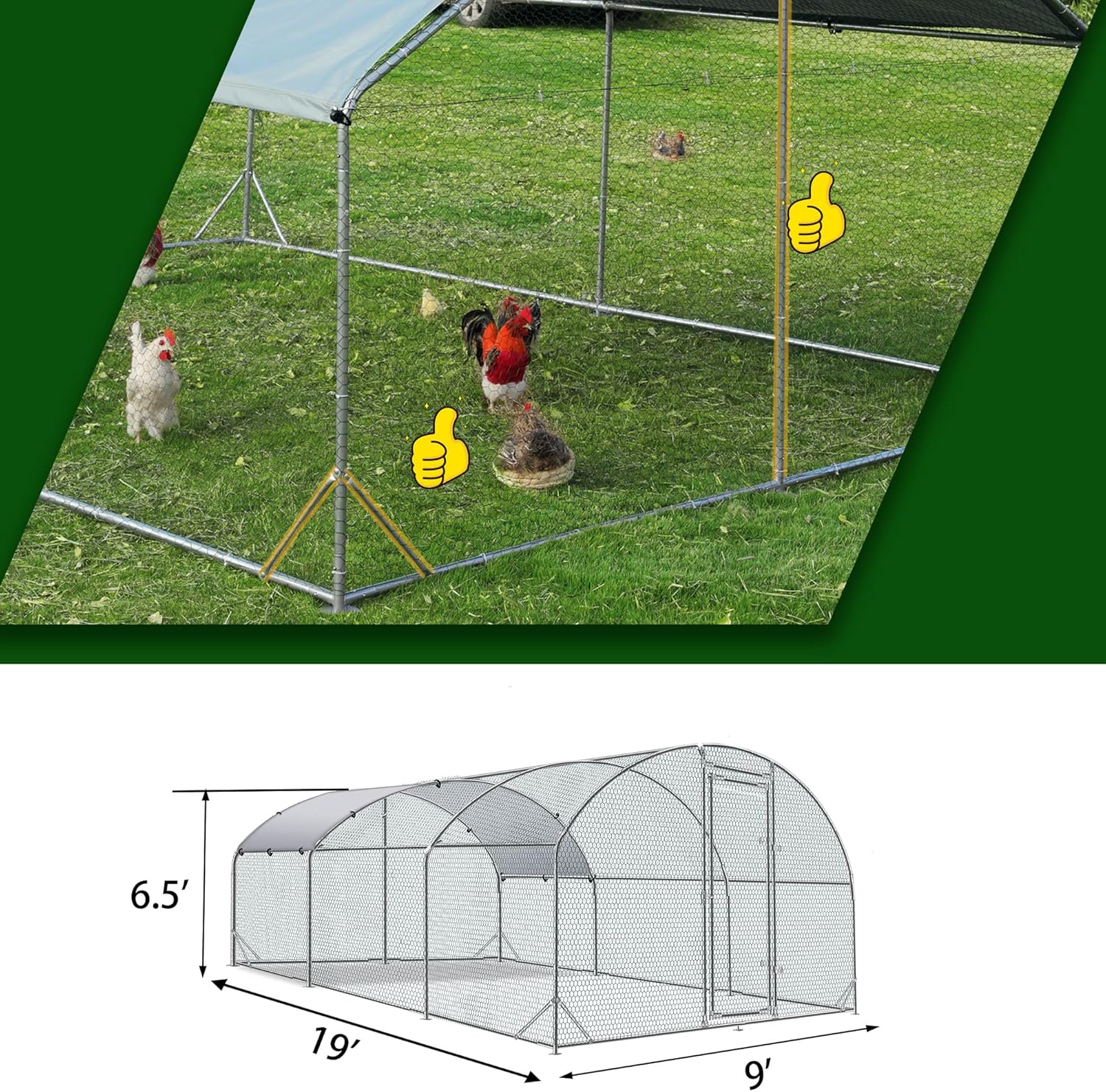 Betterhood Metal Chicken Coop With Cover, 9 ft W x 19 ft L x 6.5 ft H - Image 2