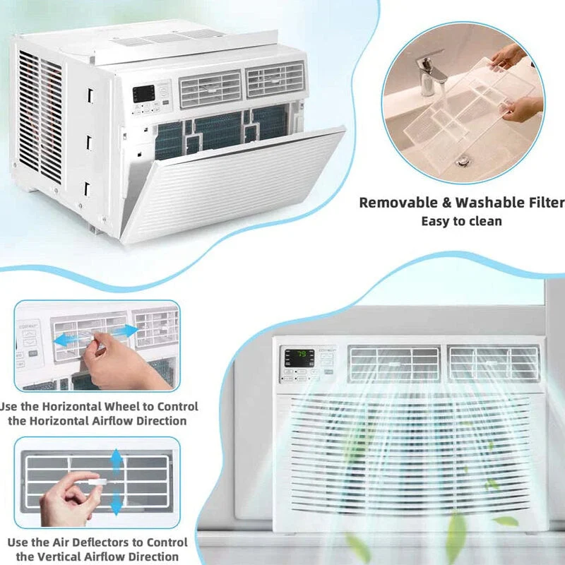 10000 BTU Quiet Window Air Conditioner With Remote, Eco Mode And Dehumidifier - Image 4