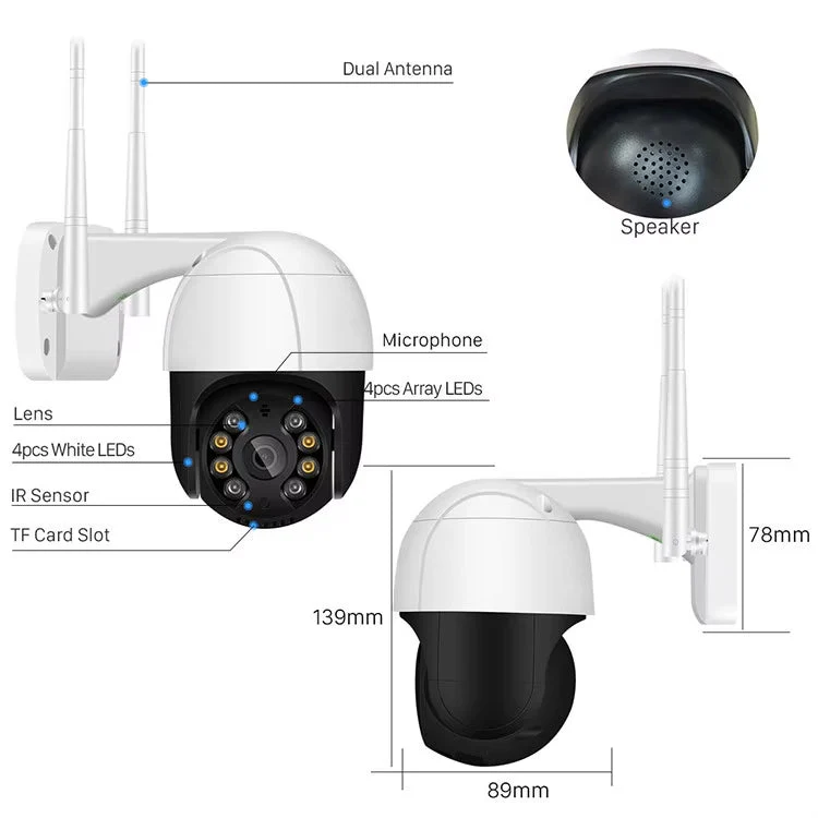 A8 White PTZ 1080P Smart Security Camera - Image 4
