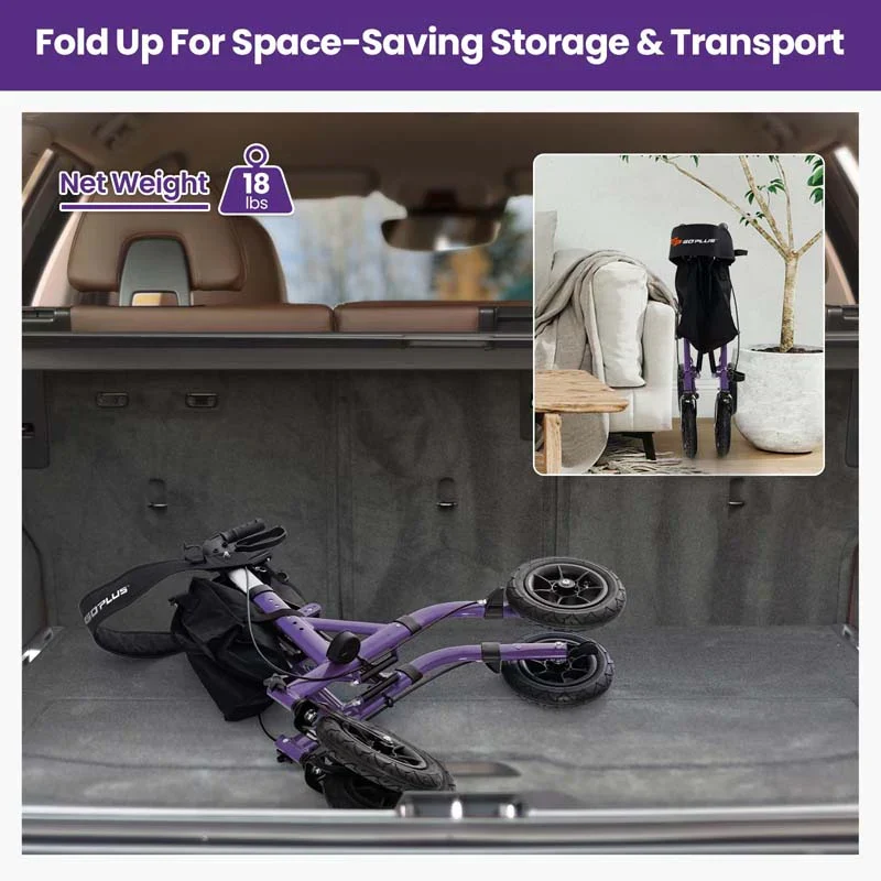 Foldable Rolling Rollator Walker With Seat, 9.5 Inch Pneumatic Wheels - Image 8