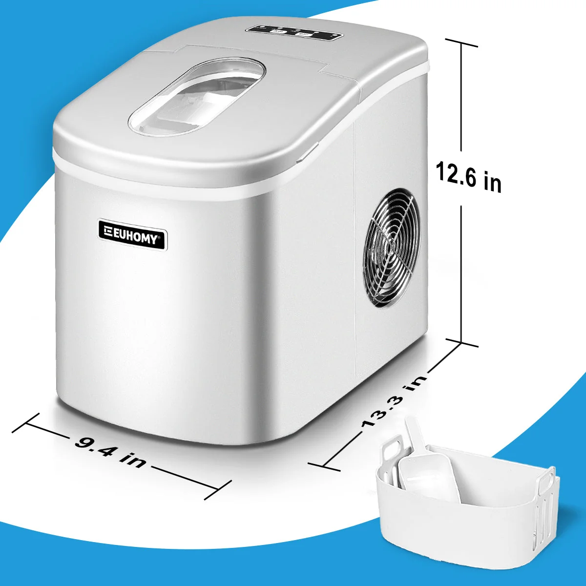 Euhomy Portable Compact Countertop Ice Maker - Silver - Image 4