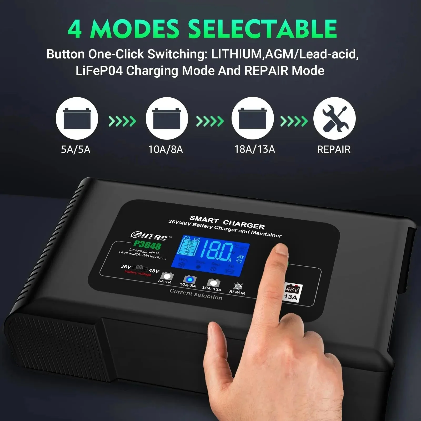 36 Volt Golf cart Charger 18-Amp Smart Charger, Car Battery Charger,Trickle Charger,36V,18-Amp and 48V,13-Amp,Lithium,LiFePO4,Lead-Acid AGM/Gel/SLA.Battery Charger, for EZGO TXT,Car, Boat. - Image 2