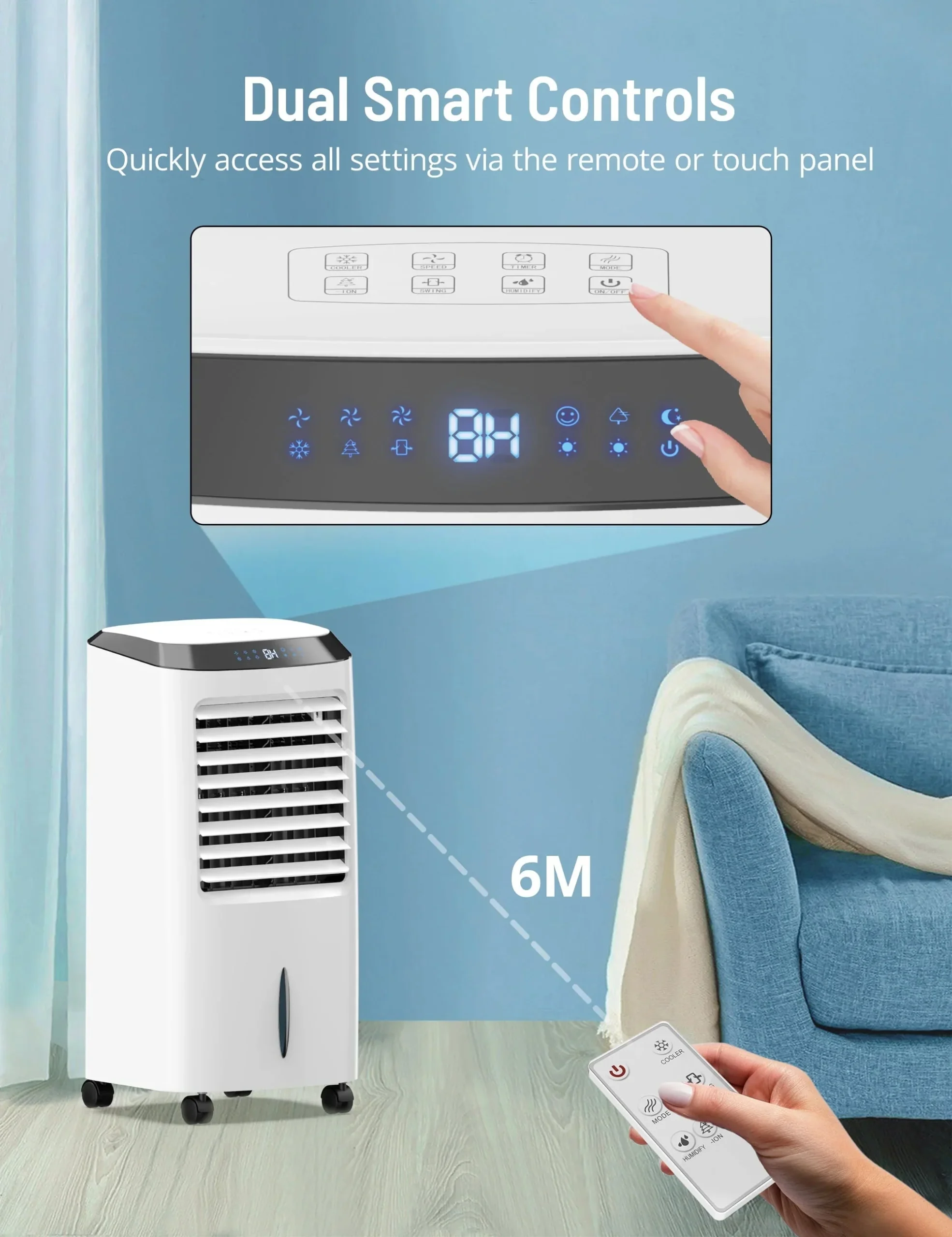 PARIS RH NE 4-in-1 Portable Evaporative Air Cooler, 2.6Gal, Remote Control - Image 2