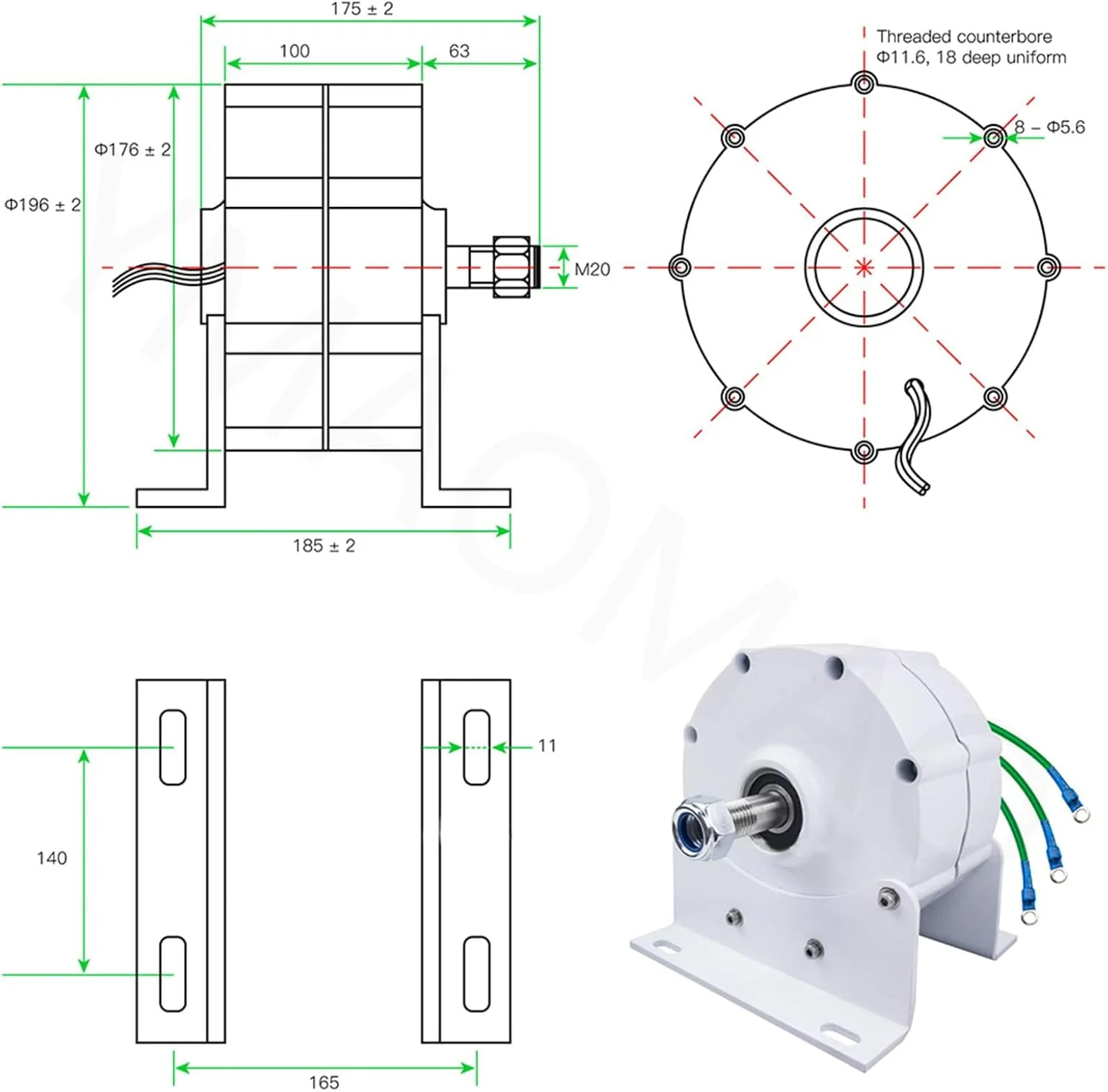 12000W Low RPM Permanent Magnet Generator 12V 24V 48V 120V 220V, Free Energy Gearless Permanent Magnet Generator Motor DIY for Wind Turbine Water Turbine,12V - Image 7